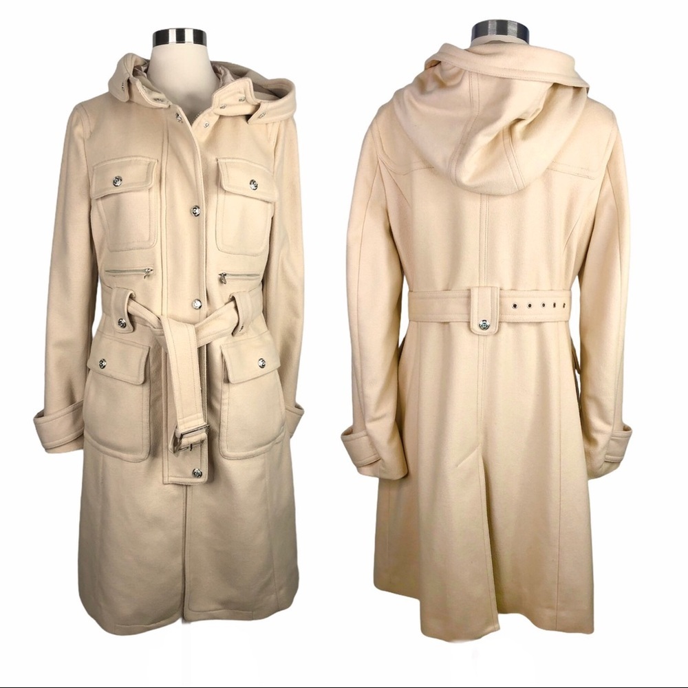 Laundry by Shelli Segal Camel Military Trench Wool Coat